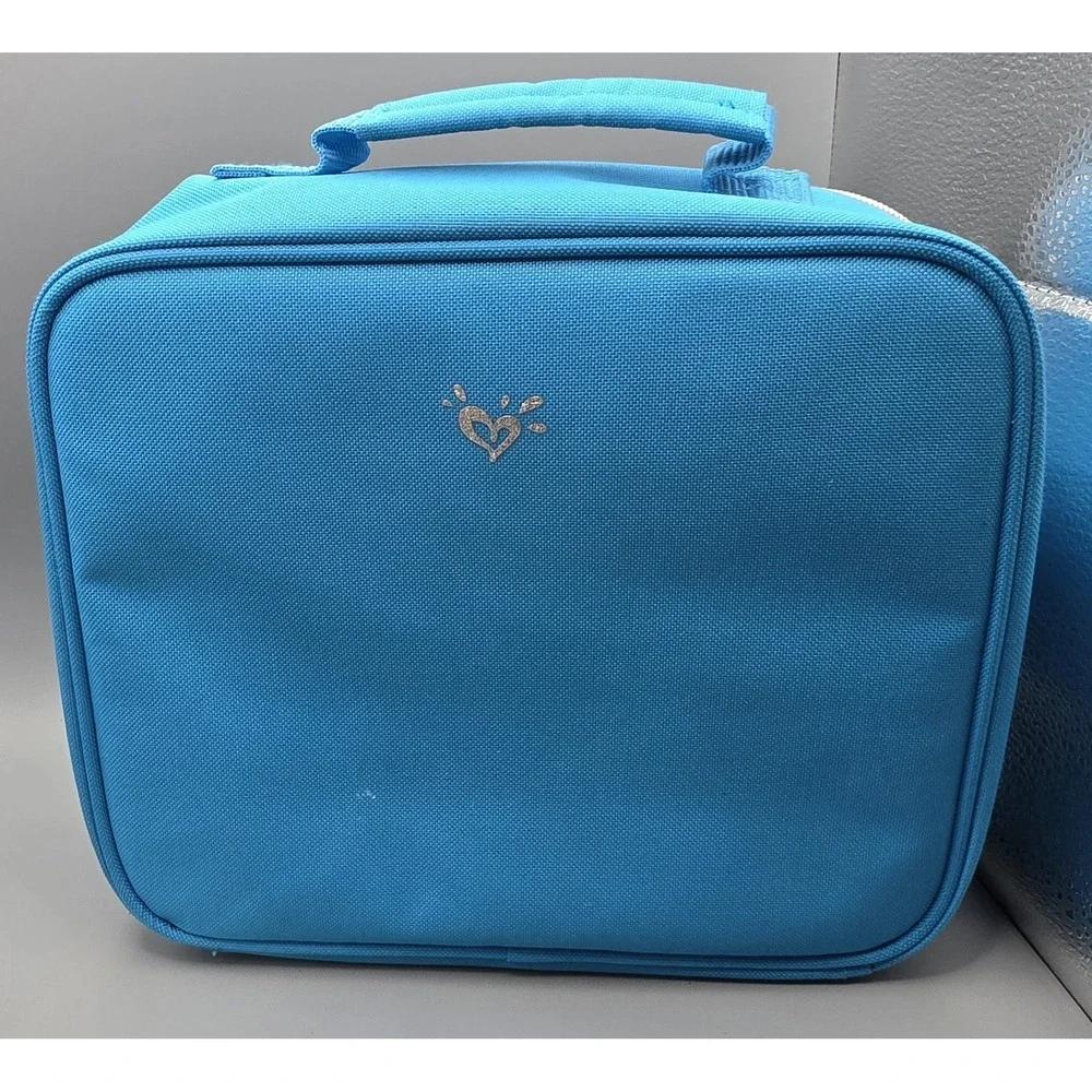 Justice Girls Blue Flip Sequin Initial M Insulated Lunch Box Bag Monogram
